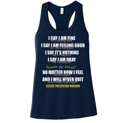 Suicide Prevention Awareness Warrior Quote Women's Racerback Tank