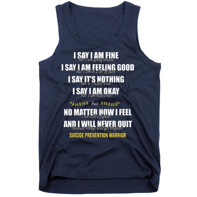 Suicide Prevention Awareness Warrior Quote Tank Top