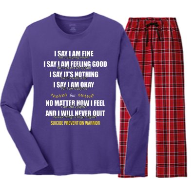 Suicide Prevention Awareness Warrior Quote Women's Long Sleeve Flannel Pajama Set 