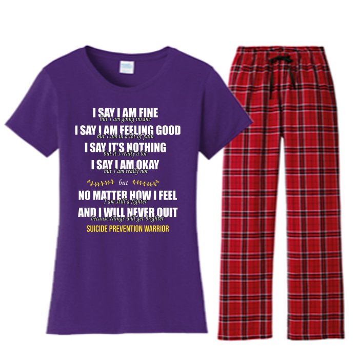 Suicide Prevention Awareness Warrior Quote Women's Flannel Pajama Set