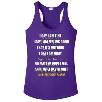 Suicide Prevention Awareness Warrior Quote Ladies PosiCharge Competitor Racerback Tank