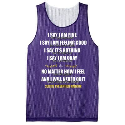 Suicide Prevention Awareness Warrior Quote Mesh Reversible Basketball Jersey Tank