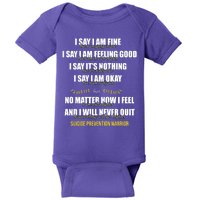 Suicide Prevention Awareness Warrior Quote Baby Bodysuit