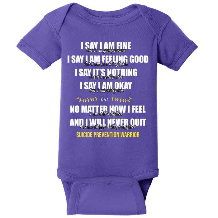 Suicide Prevention Awareness Warrior Quote Baby Bodysuit