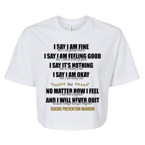 Suicide Prevention Awareness Warrior Quote Bella+Canvas Jersey Crop Tee