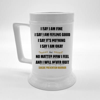 Suicide Prevention Awareness Warrior Quote Beer Stein