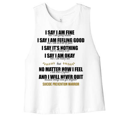 Suicide Prevention Awareness Warrior Quote Women's Racerback Cropped Tank