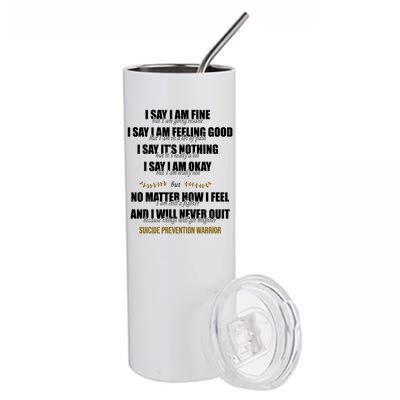 Suicide Prevention Awareness Warrior Quote Stainless Steel Tumbler