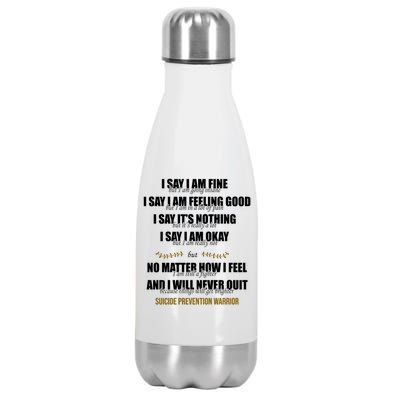 Suicide Prevention Awareness Warrior Quote Stainless Steel Insulated Water Bottle