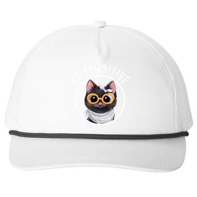 Stay Pawsitive And Cat Pawsitive For Nerdy Cat Gift Snapback Five-Panel Rope Hat