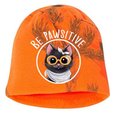 Stay Pawsitive And Cat Pawsitive For Nerdy Cat Gift Kati - Camo Knit Beanie