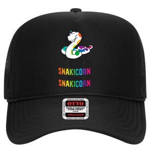 Snake Pet Always Be A Snakicorn Birthday Unicorn Snake High Crown Mesh Back Trucker Hat