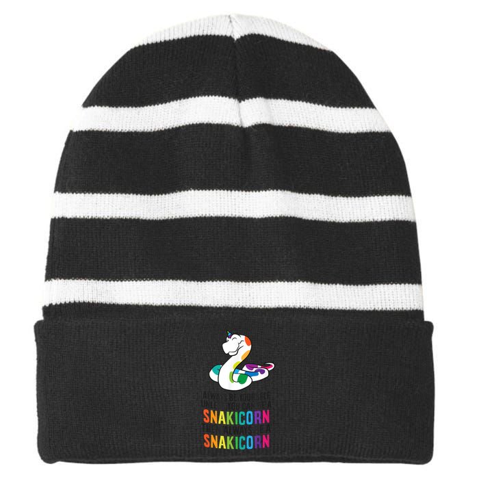 Snake Pet Always Be A Snakicorn Birthday Unicorn Snake Striped Beanie with Solid Band