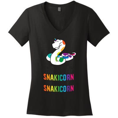 Snake Pet Always Be A Snakicorn Birthday Unicorn Snake Women's V-Neck T-Shirt