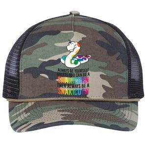 Snake Pet Always Be A Snakicorn Birthday Unicorn Snake Retro Rope Trucker Hat Cap