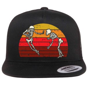 Skeleton Playin American Football Rugby Halloween Sport Flat Bill Trucker Hat