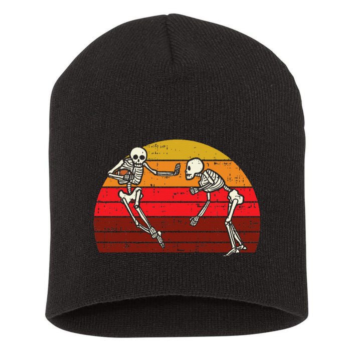 Skeleton Playin American Football Rugby Halloween Sport Short Acrylic Beanie