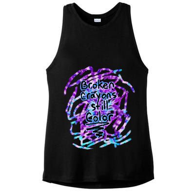 Suicide Prevention Awareness Broken Crayons Still Color Ladies PosiCharge Tri-Blend Wicking Tank