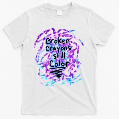 Suicide Prevention Awareness Broken Crayons Still Color T-Shirt