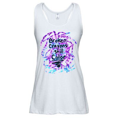 Suicide Prevention Awareness Broken Crayons Still Color Ladies Essential Flowy Tank