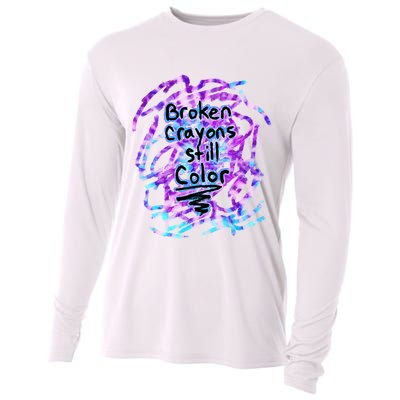 Suicide Prevention Awareness Broken Crayons Still Color Cooling Performance Long Sleeve Crew