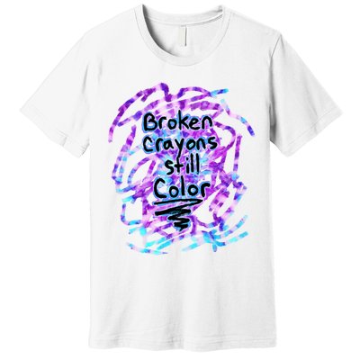 Suicide Prevention Awareness Broken Crayons Still Color Premium T-Shirt
