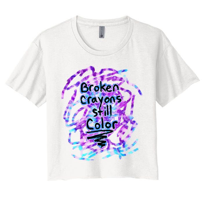Suicide Prevention Awareness Broken Crayons Still Color Crop Top