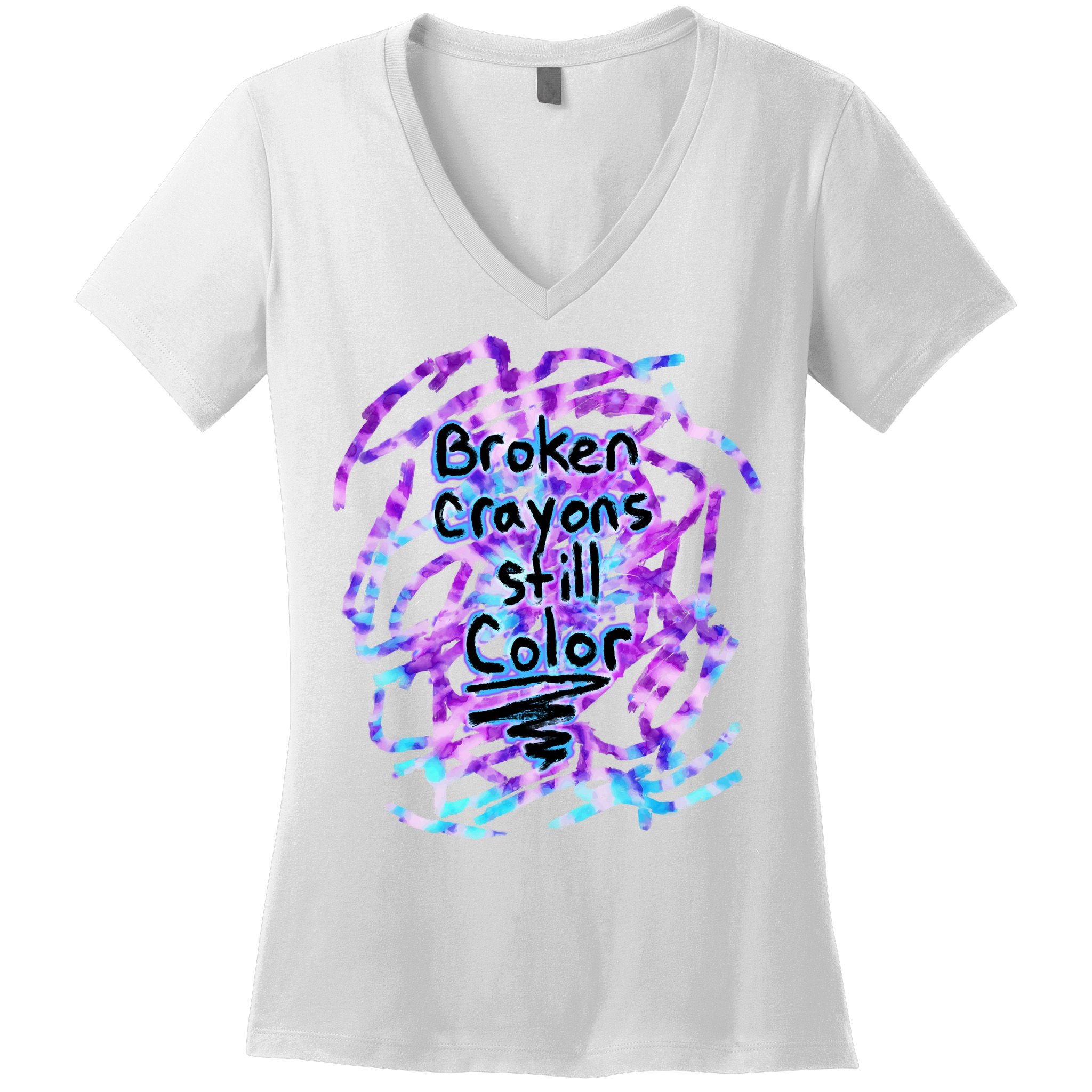 Suicide Prevention Awareness Broken Crayons Still Color Women's V-Neck T-Shirt