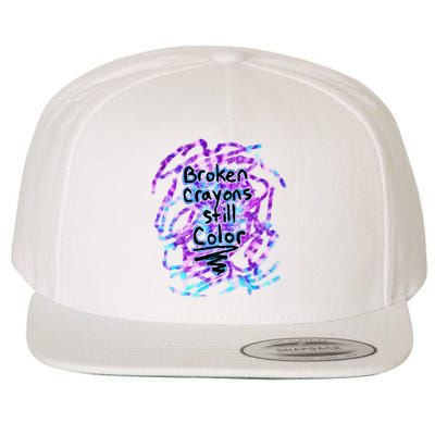 Suicide Prevention Awareness Broken Crayons Still Color Wool Snapback Cap