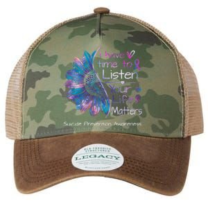 Suicide Prevention Awareness Sunflower Teal & Purple Ribbon Legacy Tie Dye Trucker Hat