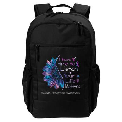 Suicide Prevention Awareness Sunflower Teal & Purple Ribbon Daily Commute Backpack