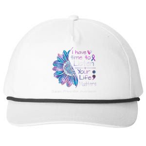 Suicide Prevention Awareness Sunflower Teal & Purple Ribbon Snapback Five-Panel Rope Hat