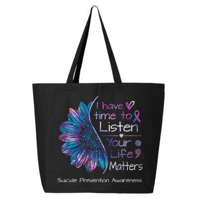 Suicide Prevention Awareness Sunflower Teal & Purple Ribbon 25L Jumbo Tote