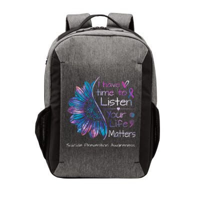 Suicide Prevention Awareness Sunflower Teal & Purple Ribbon Vector Backpack