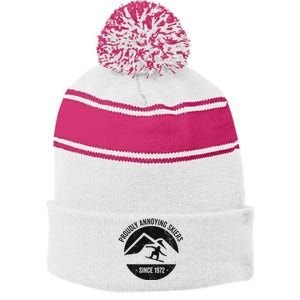 Snowboarding Proudly Annoying Skiers Stripe Pom Pom Beanie