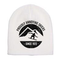 Snowboarding Proudly Annoying Skiers Short Acrylic Beanie