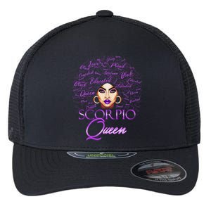 Scorpio Purple Afro Queen Black Zodiac Birthday Gift Flexfit Unipanel Trucker Cap