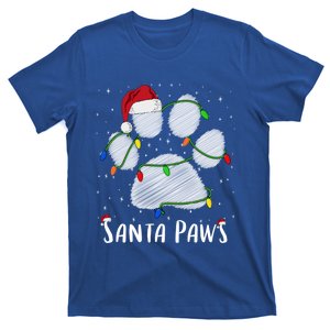 Santa Paw And Claw Santa Cat Christmas Tree Lights Cat Lover Gift T-Shirt