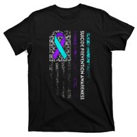 Suicide Prevention Awareness Ribbon American Flag Gift T-Shirt