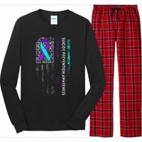 Suicide Prevention Awareness Ribbon American Flag Gift Long Sleeve Pajama Set