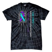 Suicide Prevention Awareness Ribbon American Flag Gift Tie-Dye T-Shirt