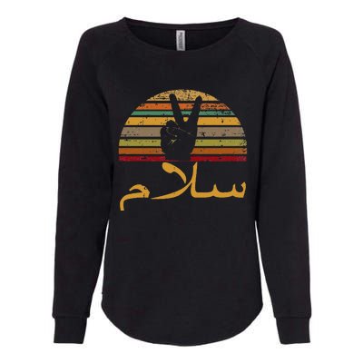 Salam Peace Arabic Retro Calligraphy Womens California Wash Sweatshirt