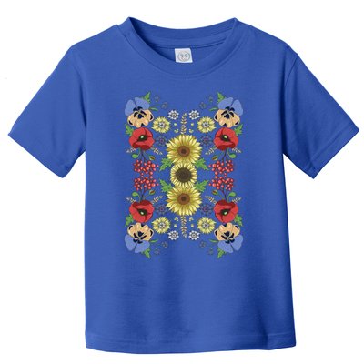 Sunflower Poppy And Viburnum Floral Ukrainian Vyshyvanka Style Gift Toddler T-Shirt