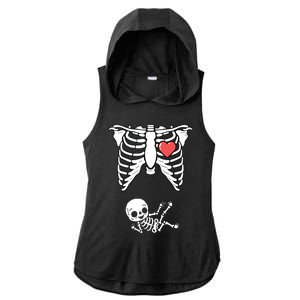 Skeleton Pregnancy Announcement XRay Halloween Costume Ladies PosiCharge Tri-Blend Wicking Draft Hoodie Tank