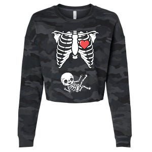 Skeleton Pregnancy Announcement XRay Halloween Costume Cropped Pullover Crew