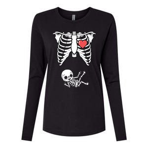 Skeleton Pregnancy Announcement XRay Halloween Costume Womens Cotton Relaxed Long Sleeve T-Shirt