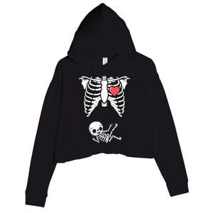 Skeleton Pregnancy Announcement XRay Halloween Costume Crop Fleece Hoodie