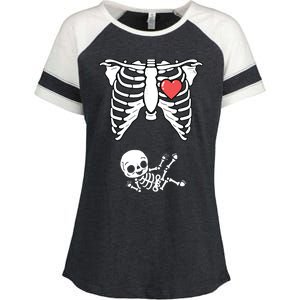 Skeleton Pregnancy Announcement XRay Halloween Costume Enza Ladies Jersey Colorblock Tee