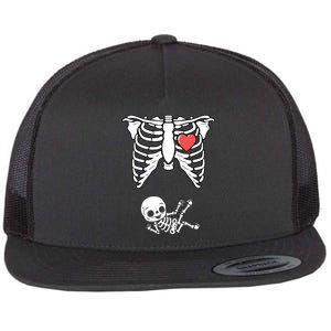 Skeleton Pregnancy Announcement XRay Halloween Costume Flat Bill Trucker Hat