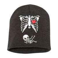 Skeleton Pregnancy Announcement XRay Halloween Costume Short Acrylic Beanie